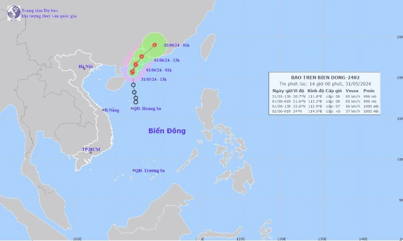 Áp thấp nhiệt đới mạnh lên thành cơn bão số 1 của năm 2024