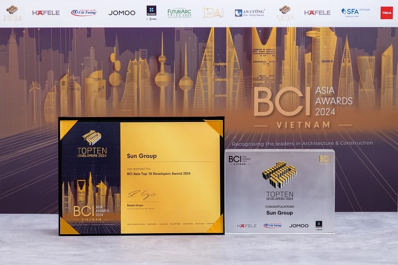 Giải thưởng danh giá BCI Asia Awards 2024 gọi tên Sun Group là “Chủ đầu tư hàng đầu Việt Nam”