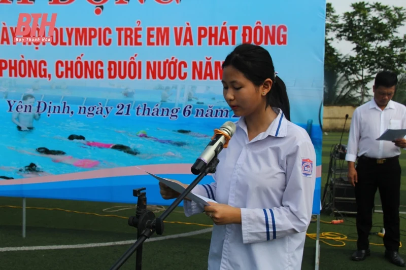 Yên Định phát động Ngày Olympic trẻ em và toàn dân tập luyện môn bơi phòng, chống đuối nước năm 2024