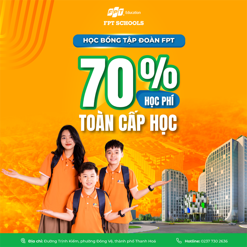 Tập đoàn FPT trao 240 suất học bổng trị giá 70% học phí toàn cấp học cho học sinh xứ Thanh