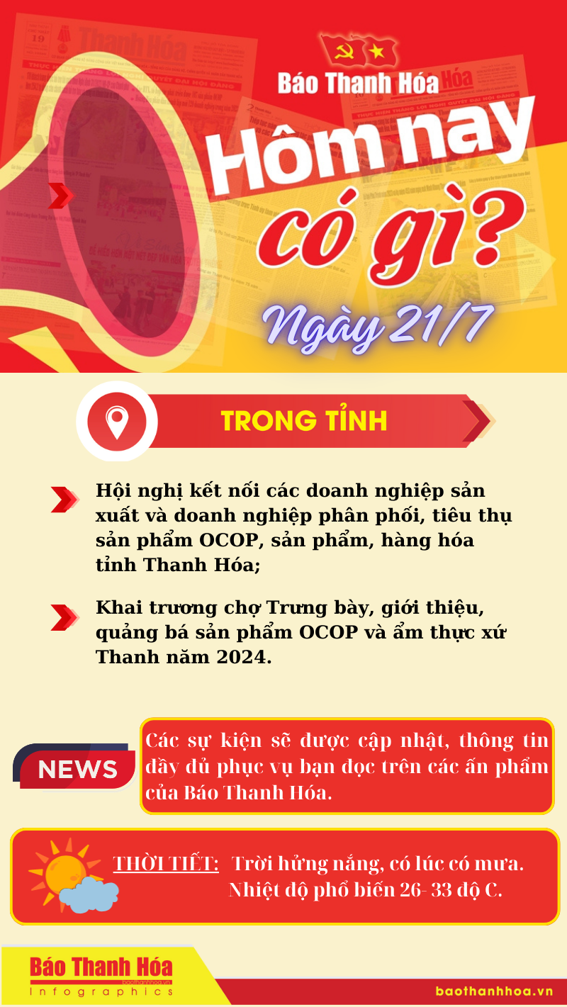 Hôm nay có gì? - Sự kiện nổi bật ngày 21/7/2024