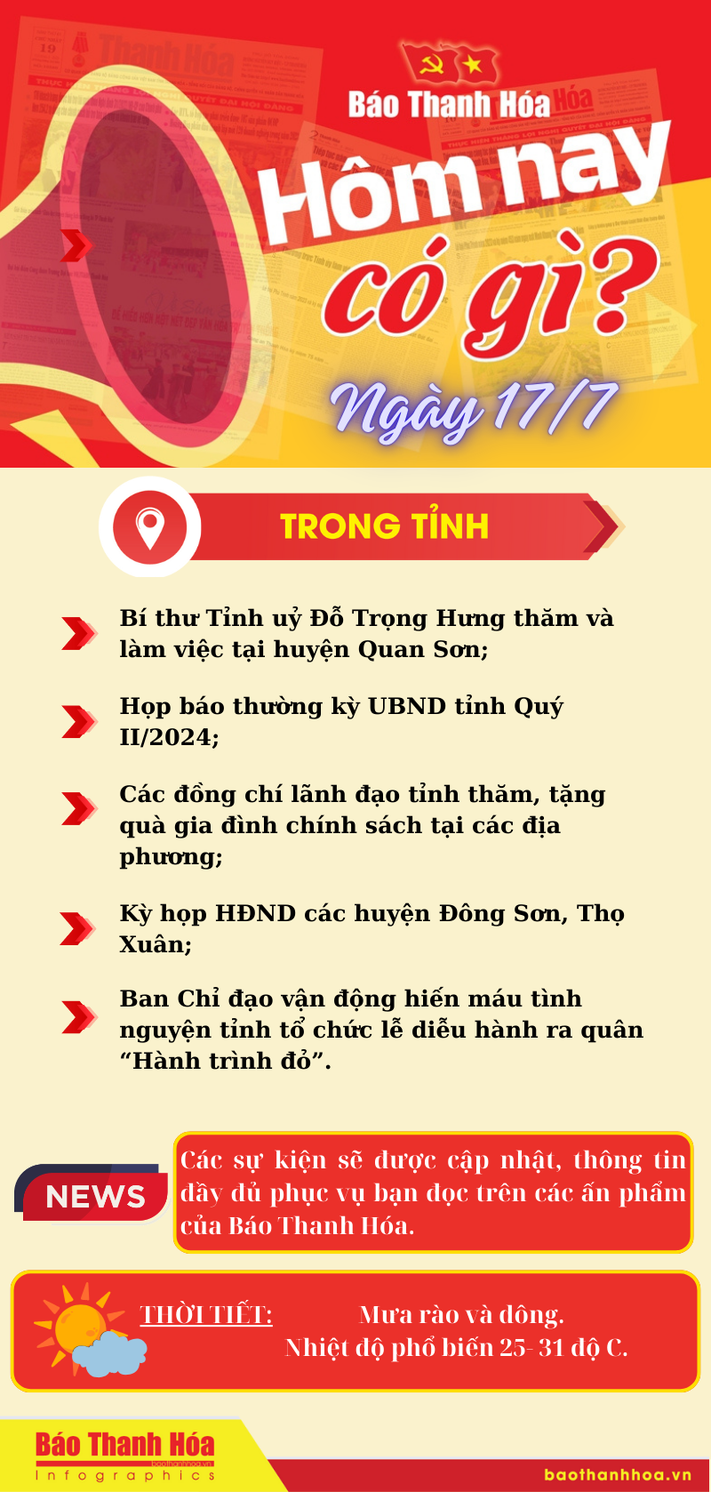 Hôm nay có gì? - Sự kiện nổi bật ngày 17/7/2024