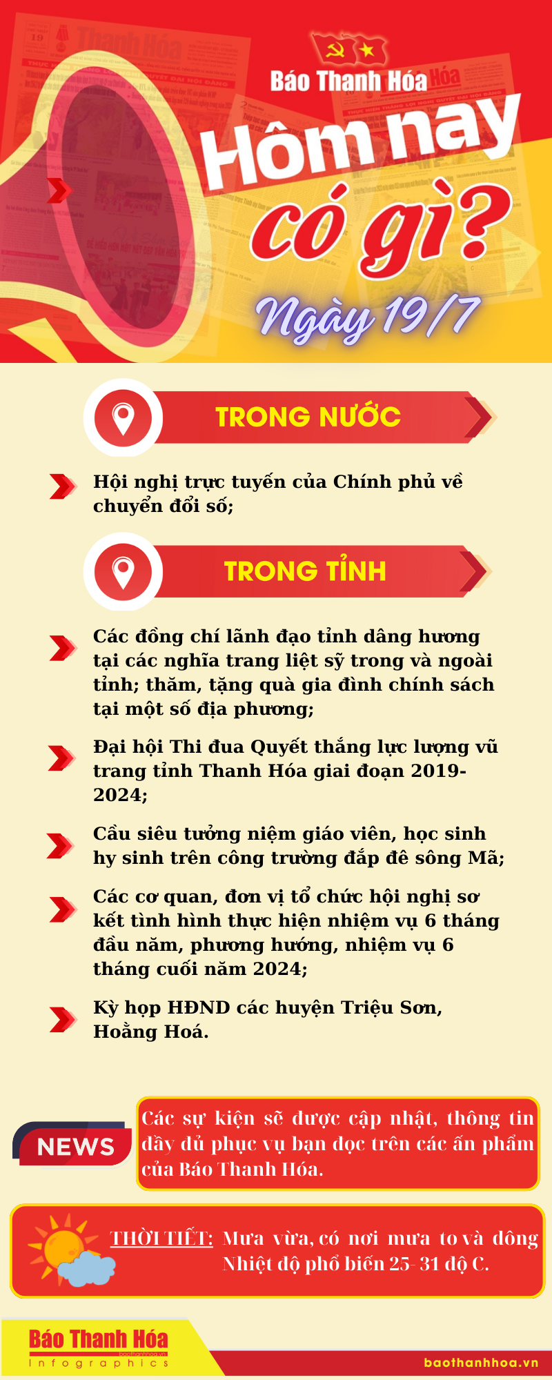 Hôm nay có gì? - Sự kiện nổi bật ngày 19/7/2024