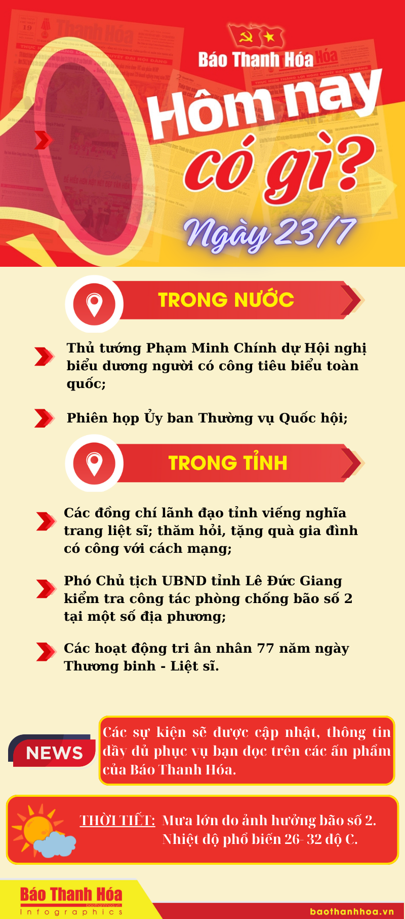 Hôm nay có gì? - Sự kiện nổi bật ngày 23/7/2024