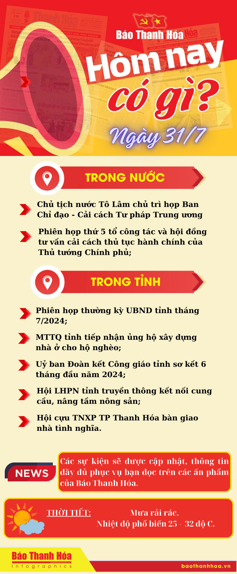 Hôm nay có gì? - Sự kiện nổi bật ngày 31/7/2024