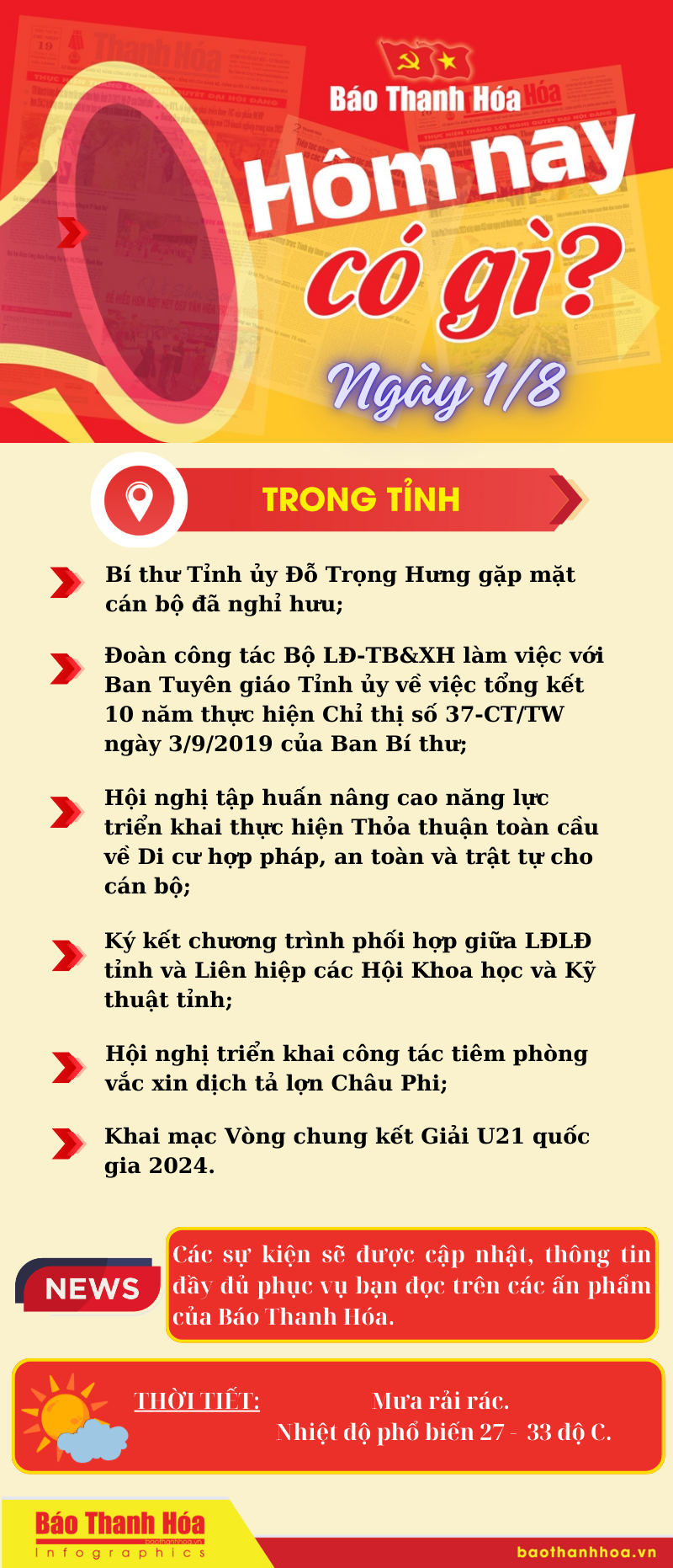 Hôm nay có gì? - Sự kiện nổi bật ngày 1/8/2024