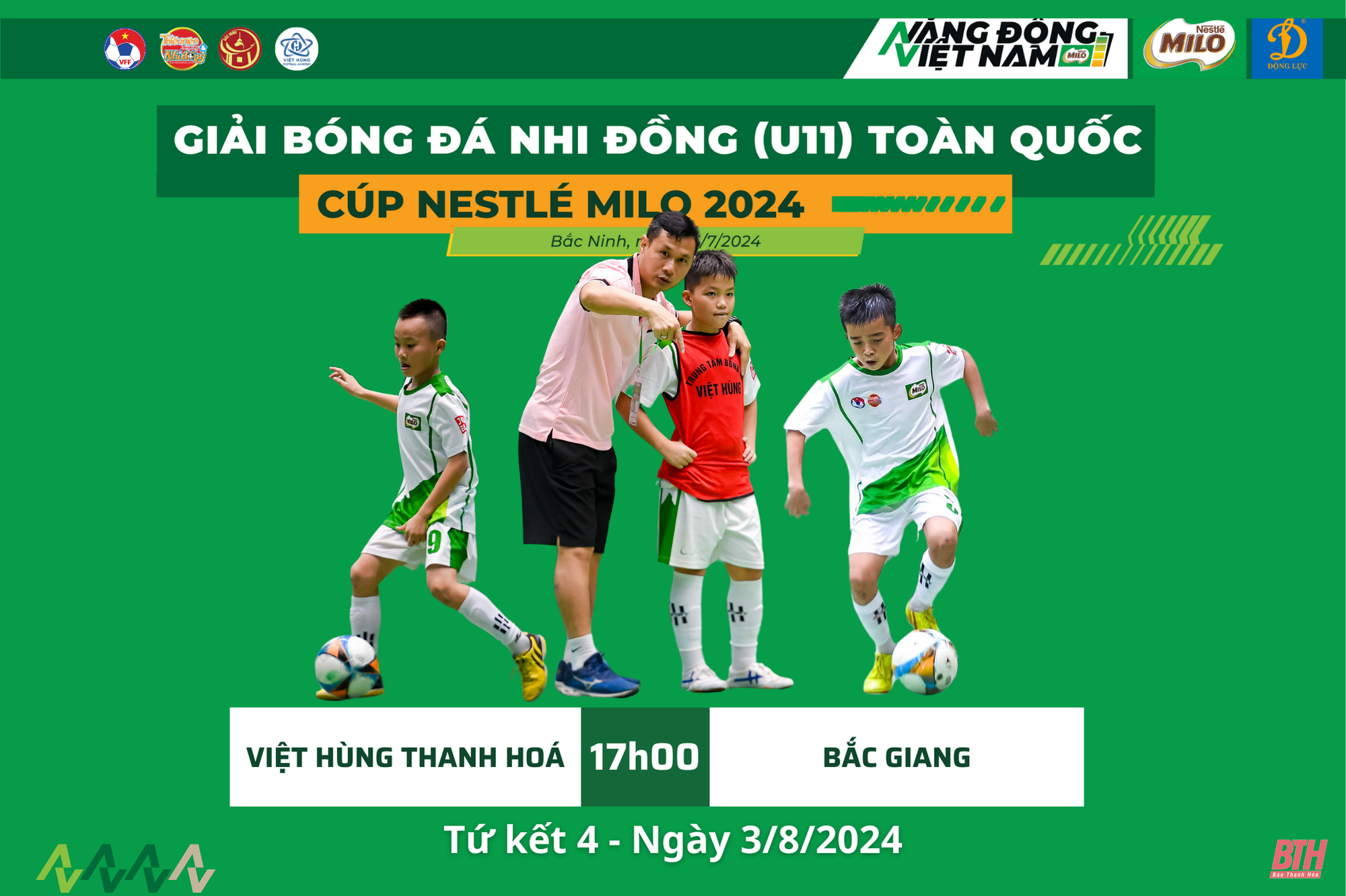 U11 Việt Hùng Thanh Hoá gặp đối thủ nào tại tứ kết giải Bóng đá Nhi đồng (U11) toàn quốc 2024?