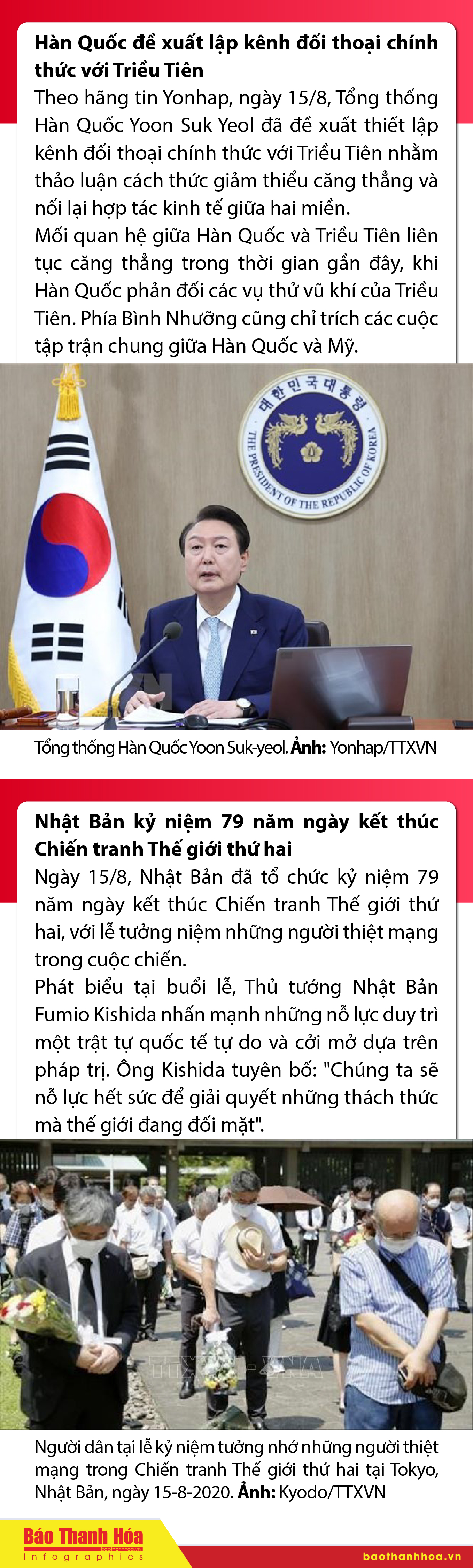 Sự kiện nổi bật trong nước, quốc tế ngày 15/8