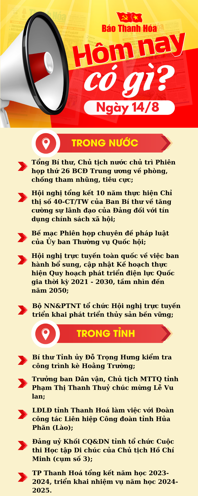 Hôm nay có gì? - Sự kiện nổi bật ngày 14/8/2024