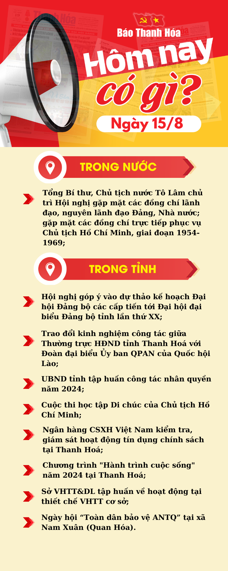 Hôm nay có gì? - Sự kiện nổi bật ngày 15/8/2024