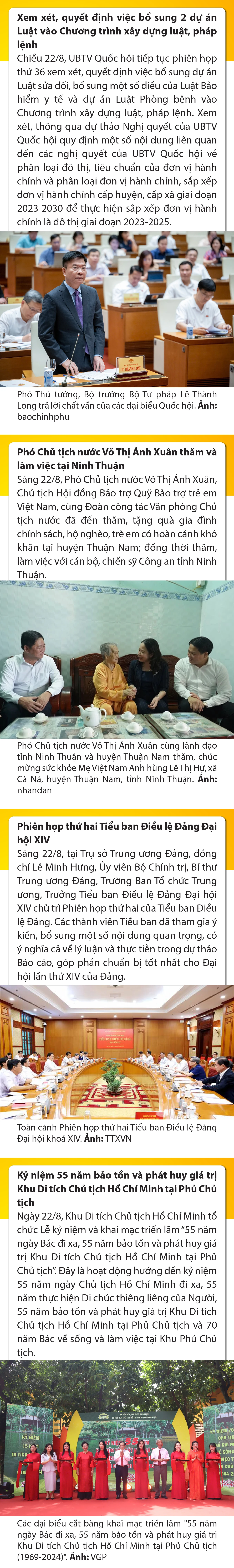 Sự kiện nổi bật trong nước, quốc tế ngày 22/8