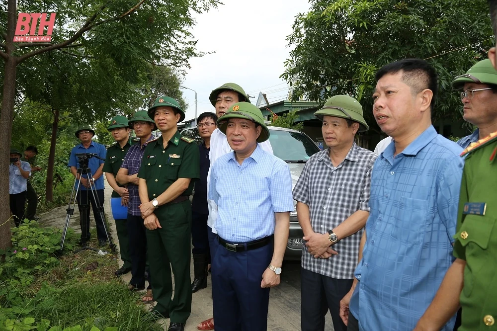 Phó Bí thư Thường trực Tỉnh ủy Lại Thế Nguyên kiểm tra công tác ứng phó với bão số 3 tại huyện Quảng Xương và thị xã Nghi Sơn