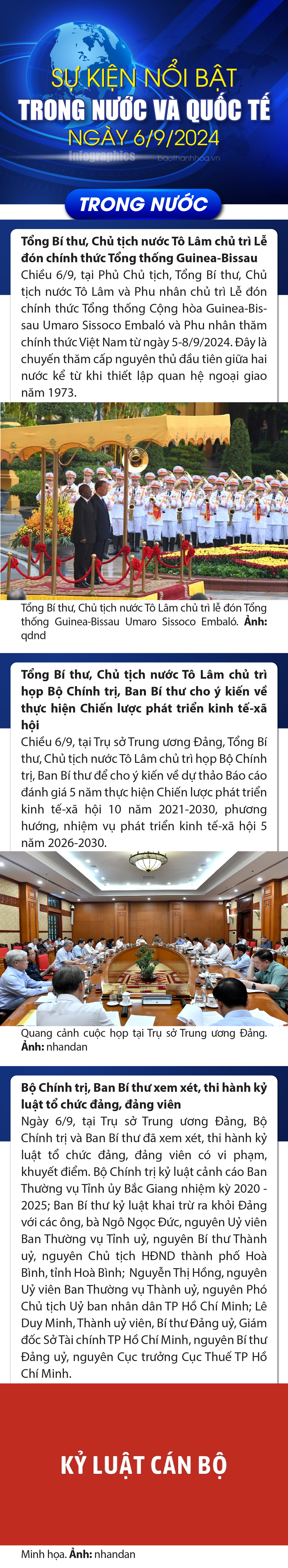 Sự kiện nổi bật trong nước, quốc tế ngày 6/9