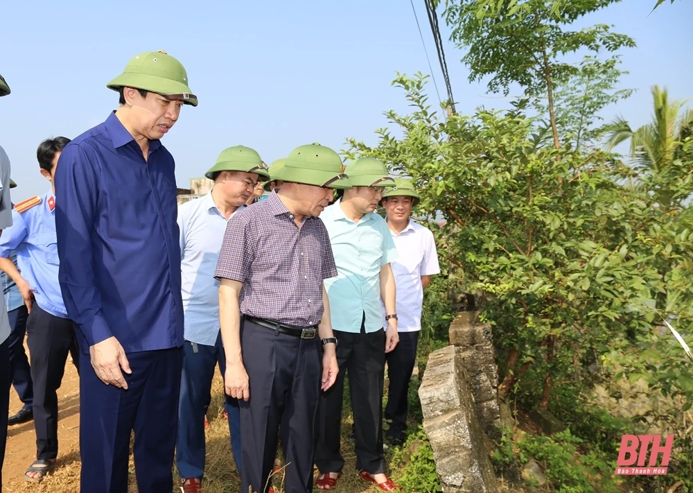 Phó Bí thư Thường trực Tỉnh uỷ Lại Thế Nguyên kiểm tra, chỉ đạo xử lý khẩn cấp sự cố thấm dột đê sông Hoạt