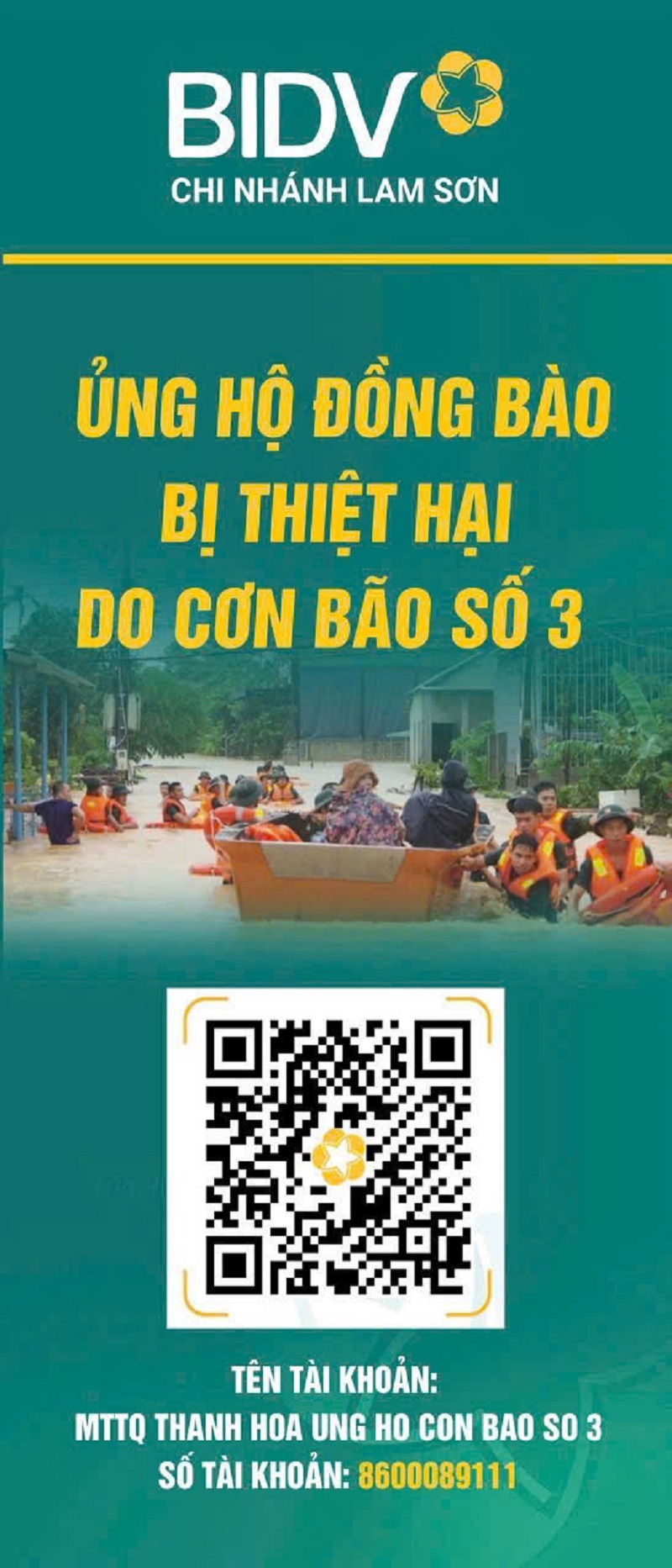 Cùng BIDV Lam Sơn quét mã QR ủng hộ đồng bào vùng lũ