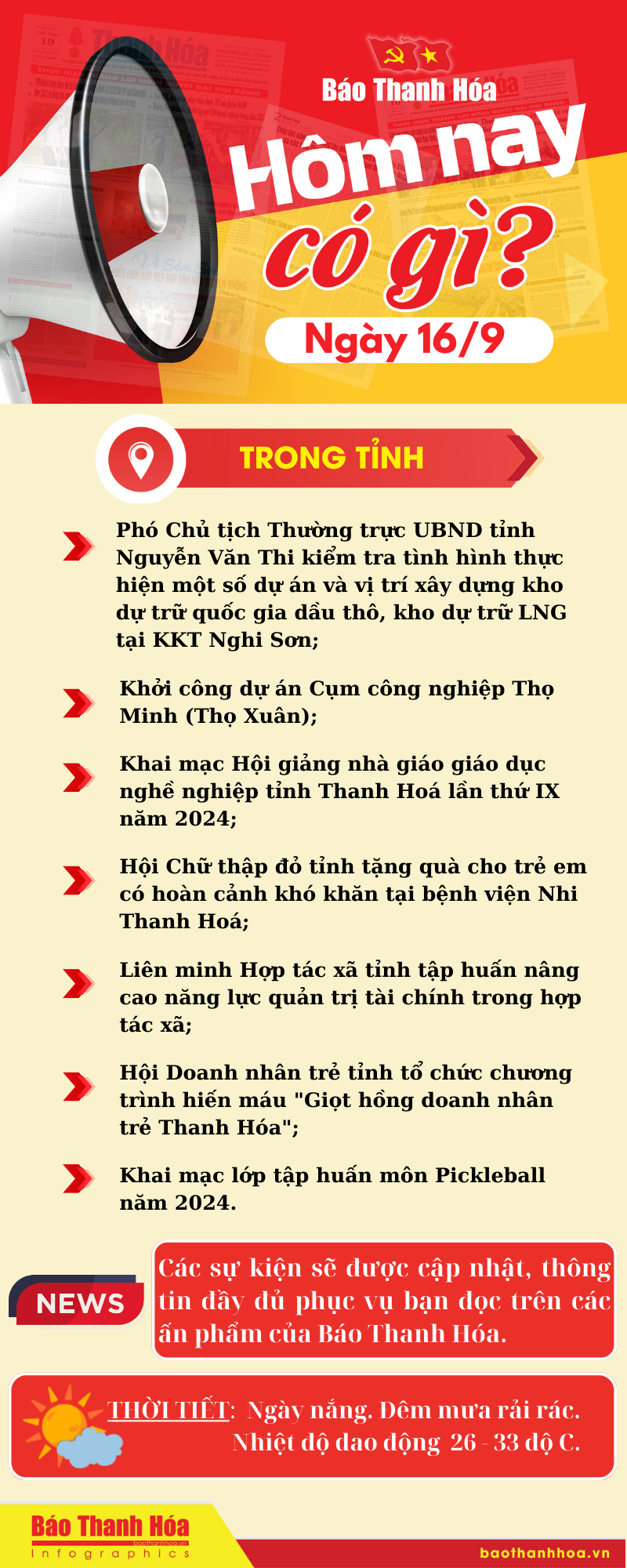 Hôm nay có gì? - Sự kiện nổi bật ngày 16/9/2024