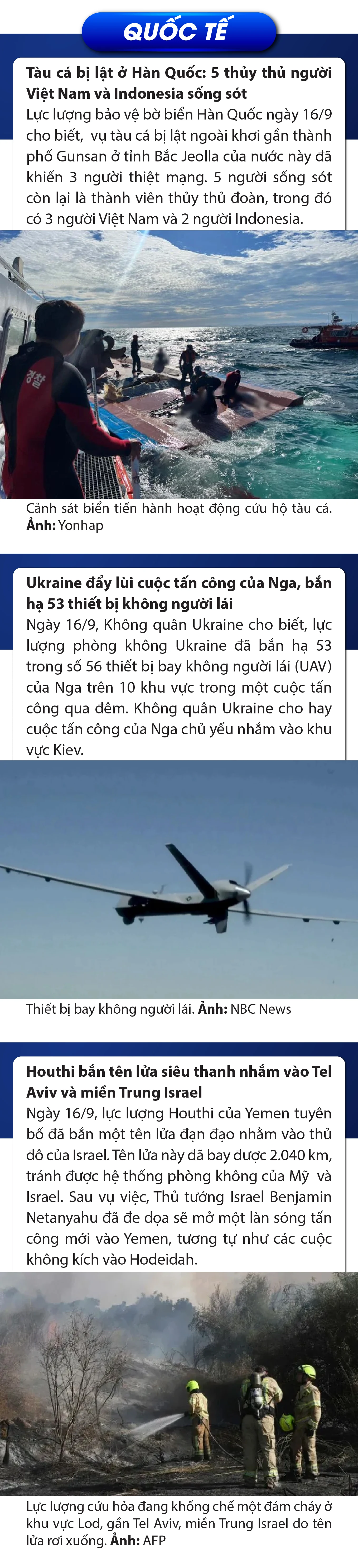 Sự kiện nổi bật trong nước, quốc tế ngày 16/9