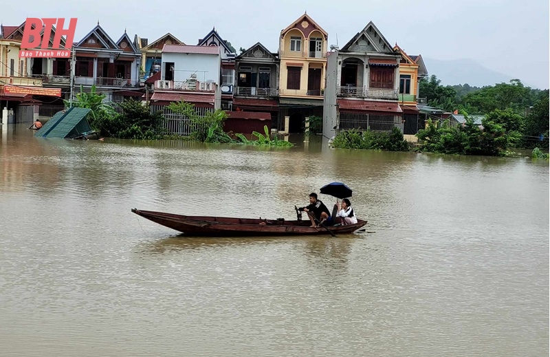 Ngập lụt cục bộ ở Thiệu Khánh, Thiệu Dương (TP Thanh Hóa)