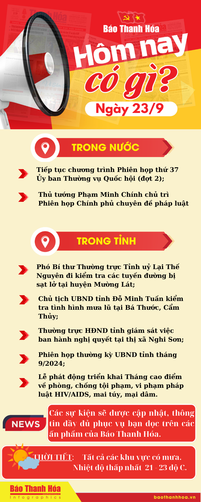 Hôm nay có gì? - Sự kiện nổi bật ngày 23/9/2024