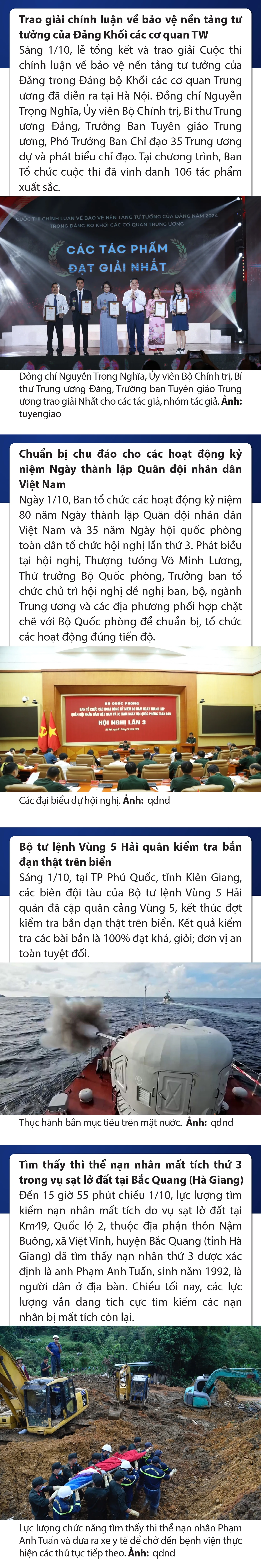 Sự kiện nổi bật trong nước, quốc tế ngày 1/10
