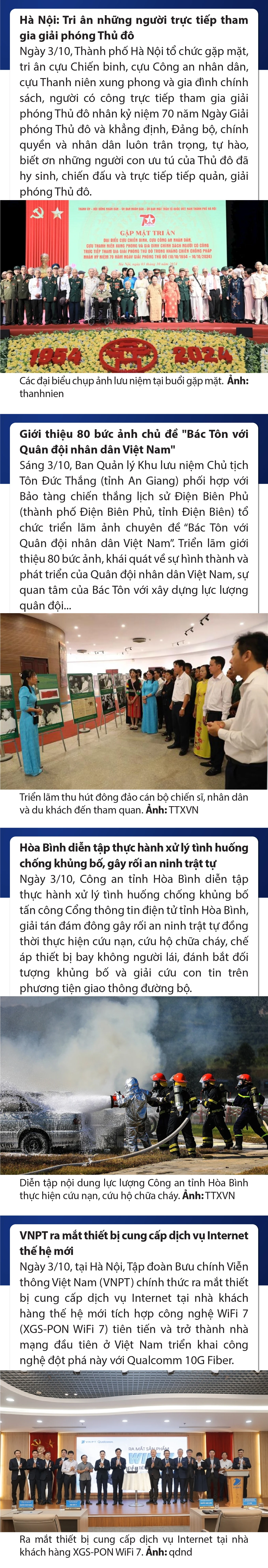 Sự kiện nổi bật trong nước, quốc tế ngày 3/10