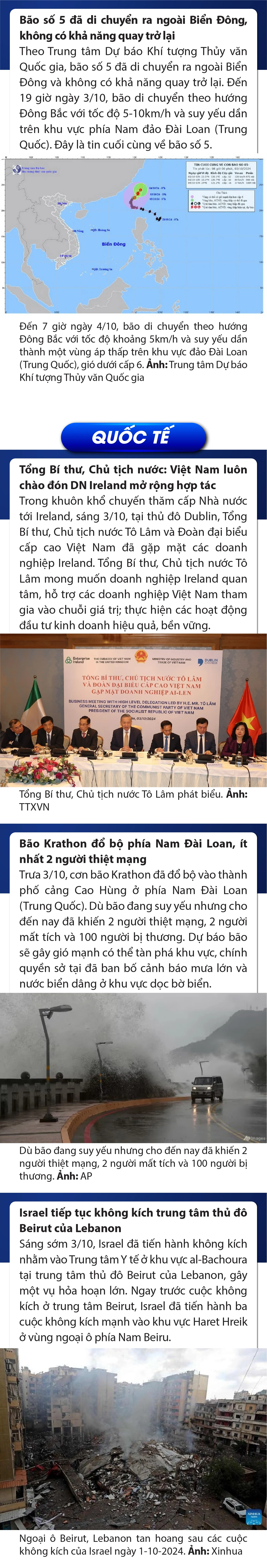 Sự kiện nổi bật trong nước, quốc tế ngày 3/10