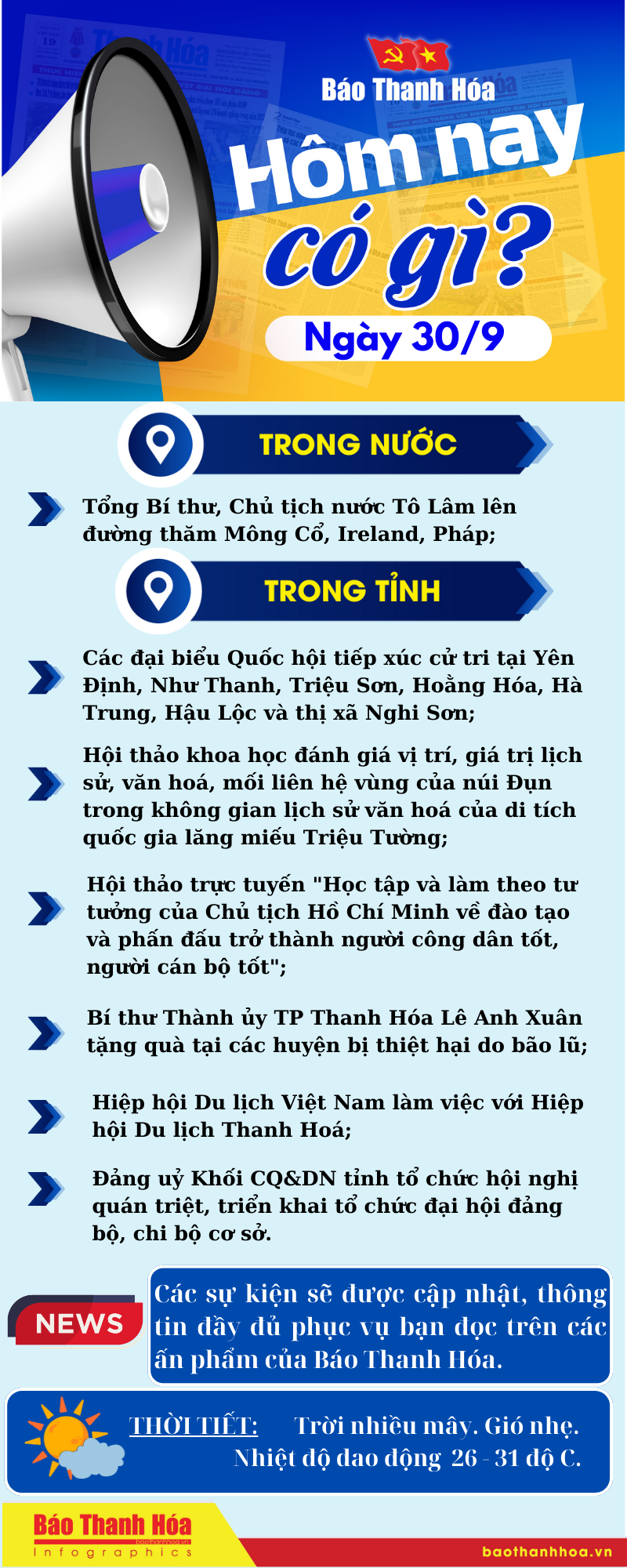 Hôm nay có gì? - Sự kiện nổi bật ngày 30/9/2024