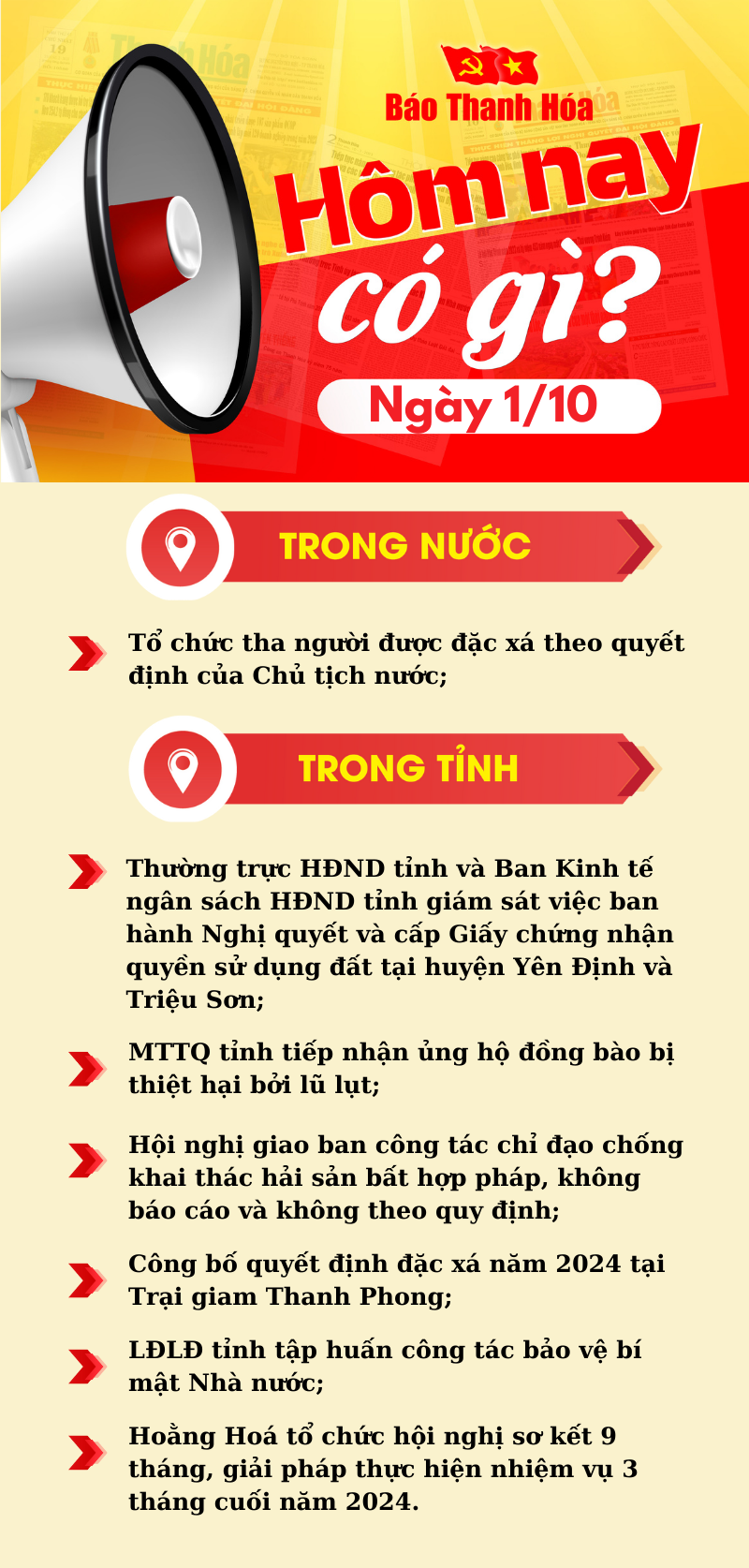 Hôm nay có gì? - Sự kiện nổi bật ngày 1/10/2024