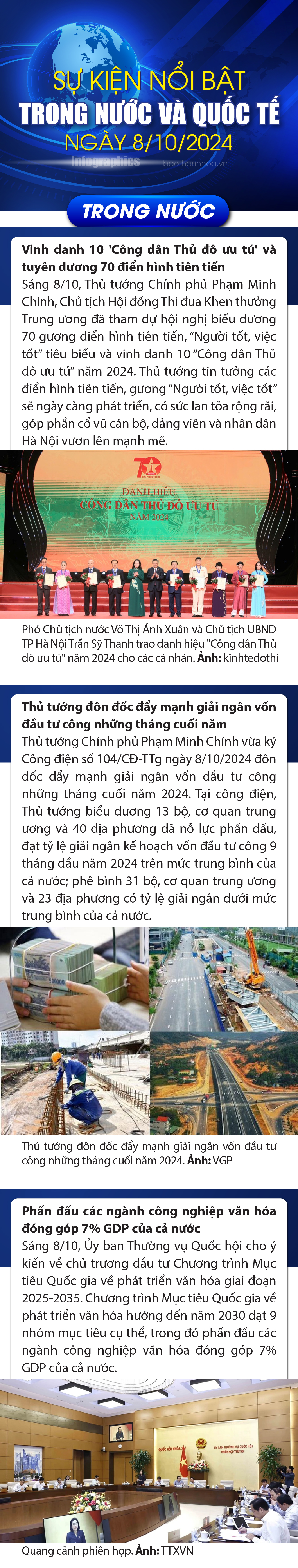 Sự kiện nổi bật trong nước, quốc tế ngày 8/10