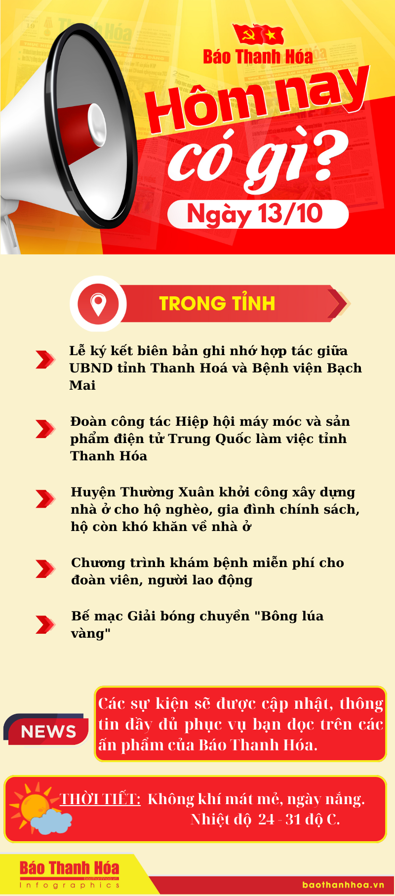 Hôm nay có gì? - Sự kiện nổi bật ngày 13/10/2024