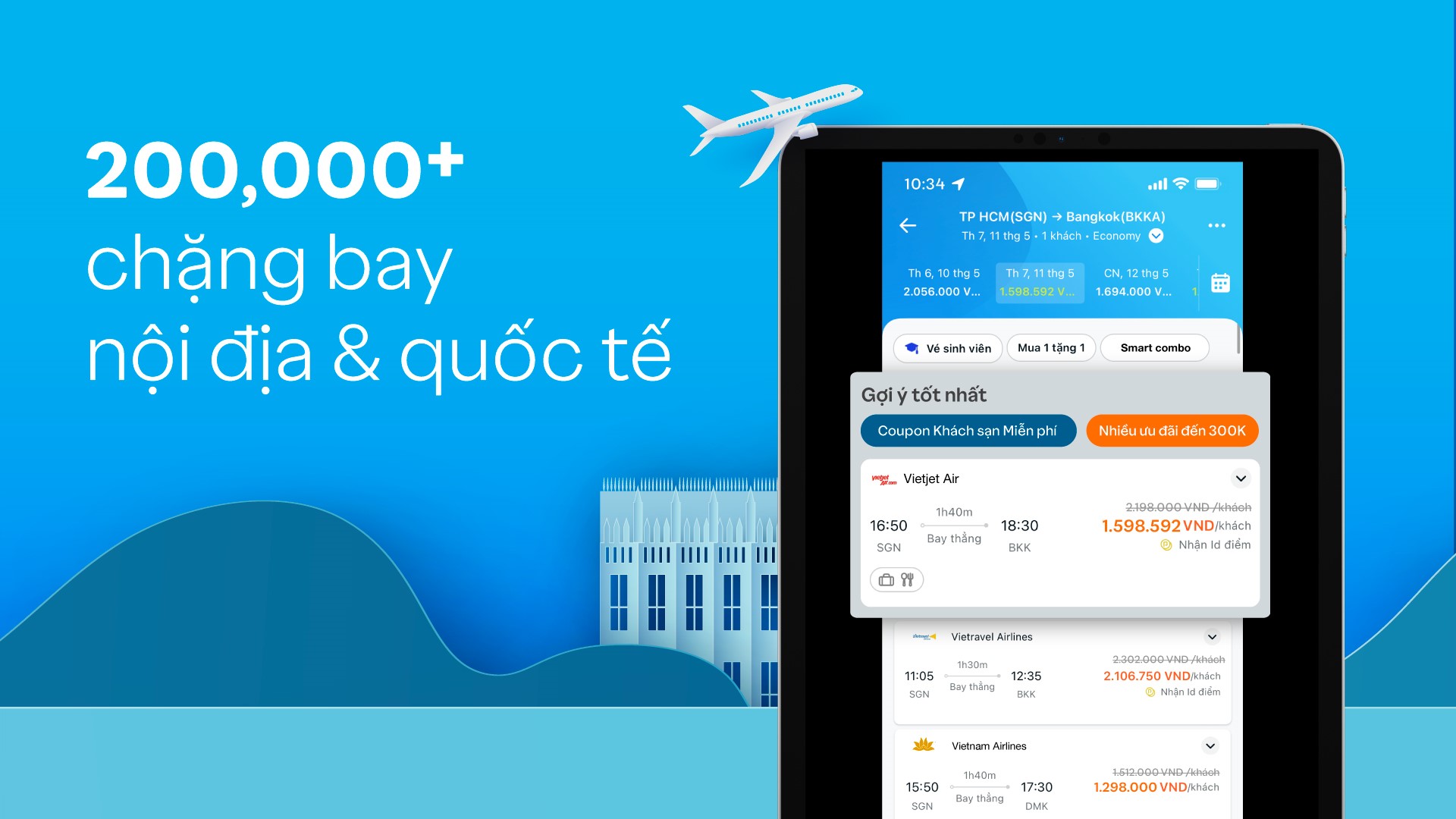 4 bước săn vé máy bay Tết giá rẻ đi Hà Nội nhanh chóng trên ứng dụng Traveloka