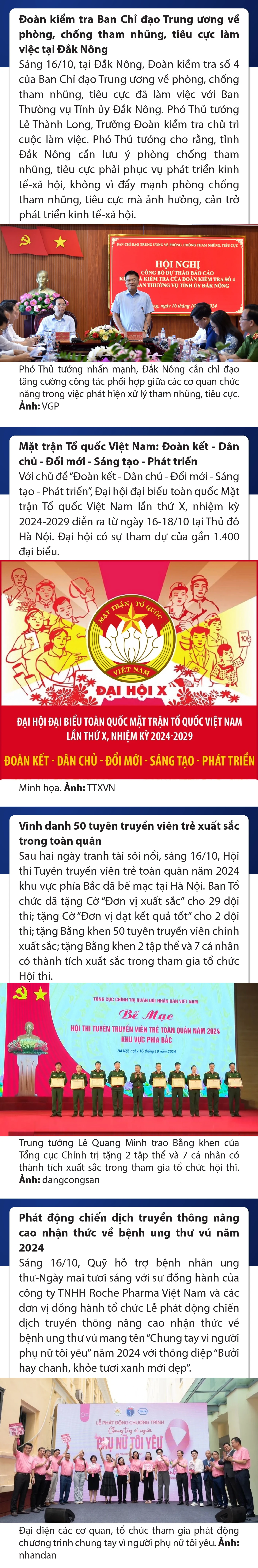 Sự kiện nổi bật trong nước, quốc tế ngày 16/10