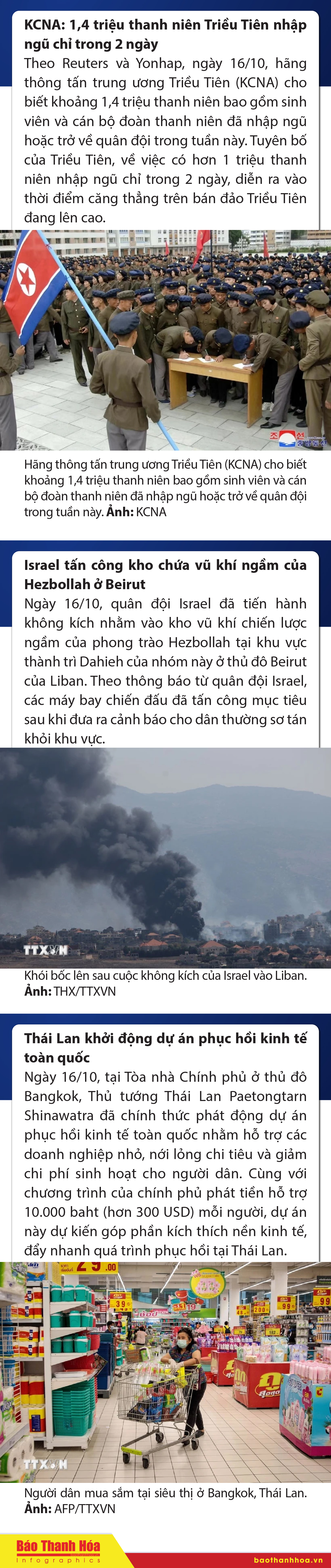 Sự kiện nổi bật trong nước, quốc tế ngày 16/10
