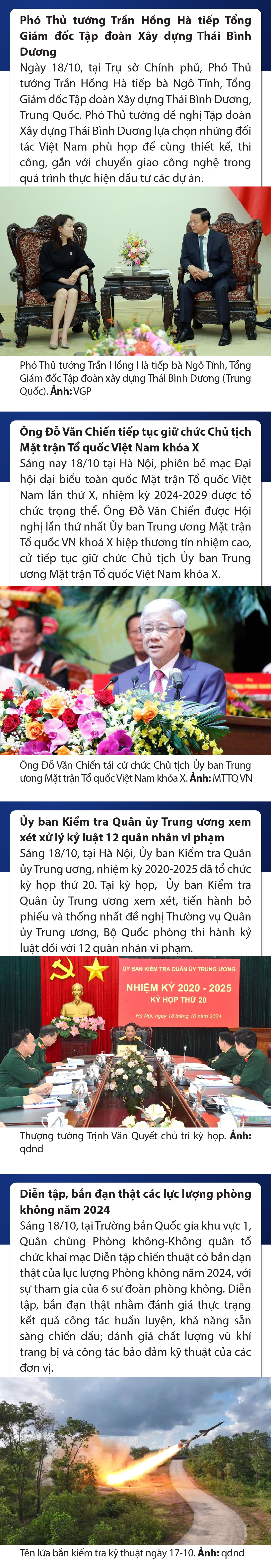 Sự kiện nổi bật trong nước, quốc tế ngày 18/10