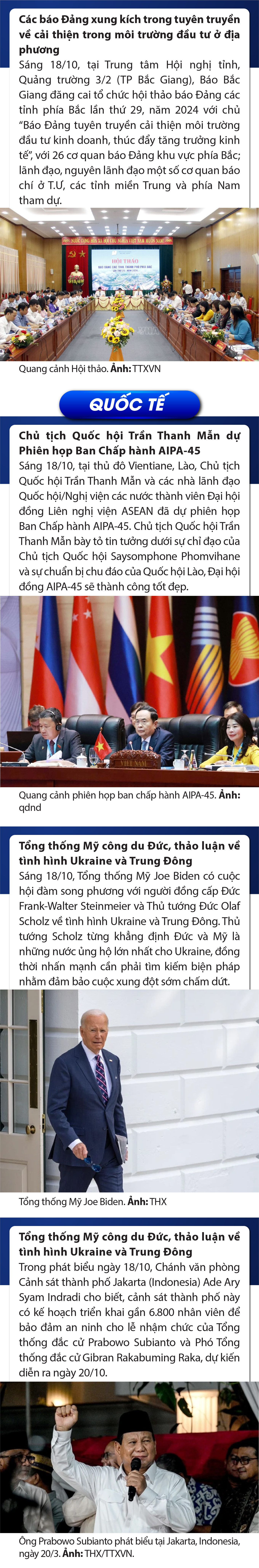 Sự kiện nổi bật trong nước, quốc tế ngày 18/10