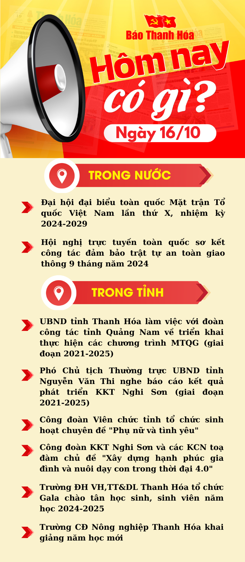 Hôm nay có gì? - Sự kiện nổi bật ngày 16/10/2024