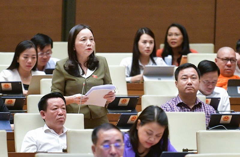 ĐBQH Cầm Thị Mẫn (Đoàn ĐBQH dang nhap m88 Hoá) tham gia góp ý về một số nội dung còn ý kiến khác nhau của dự thảo Luật Thuế giá trị gia tăng (sửa đổi)