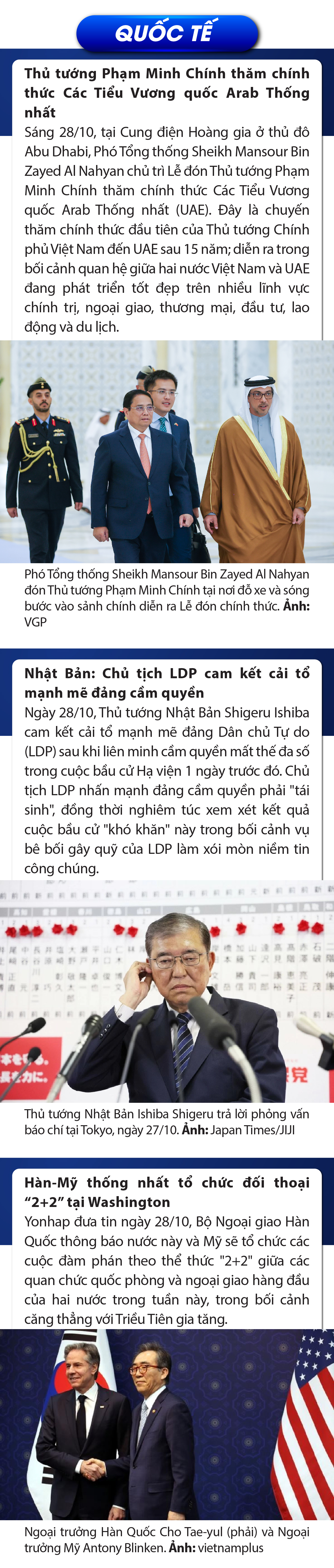 Sự kiện nổi bật trong nước, quốc tế ngày 28/10