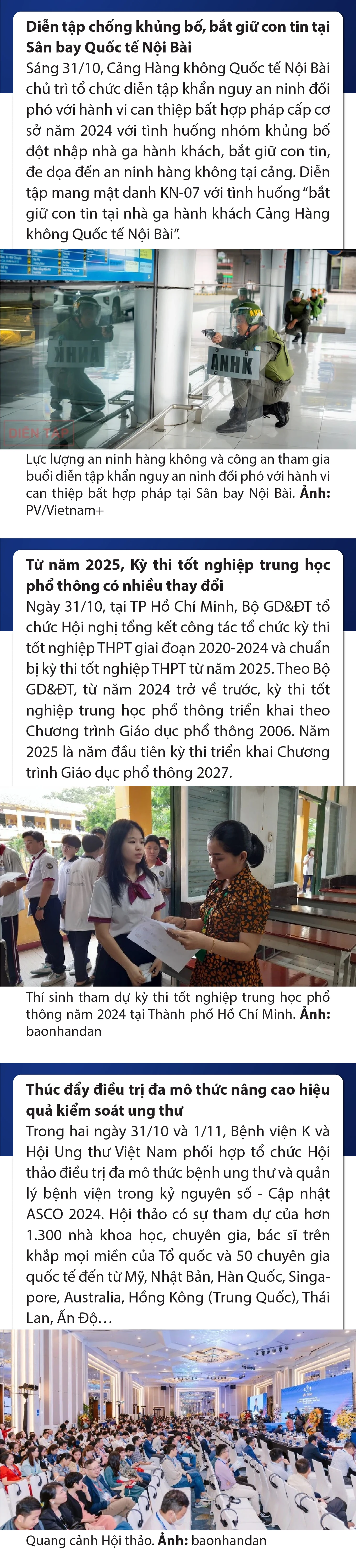 Sự kiện nổi bật trong nước, quốc tế ngày 31/10