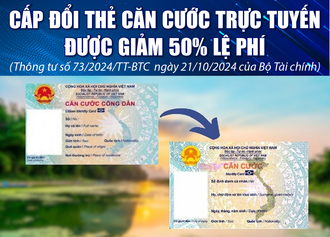 [Infographics] - Cấp đổi thẻ căn cước trực tuyến được giảm 50% lệ phí