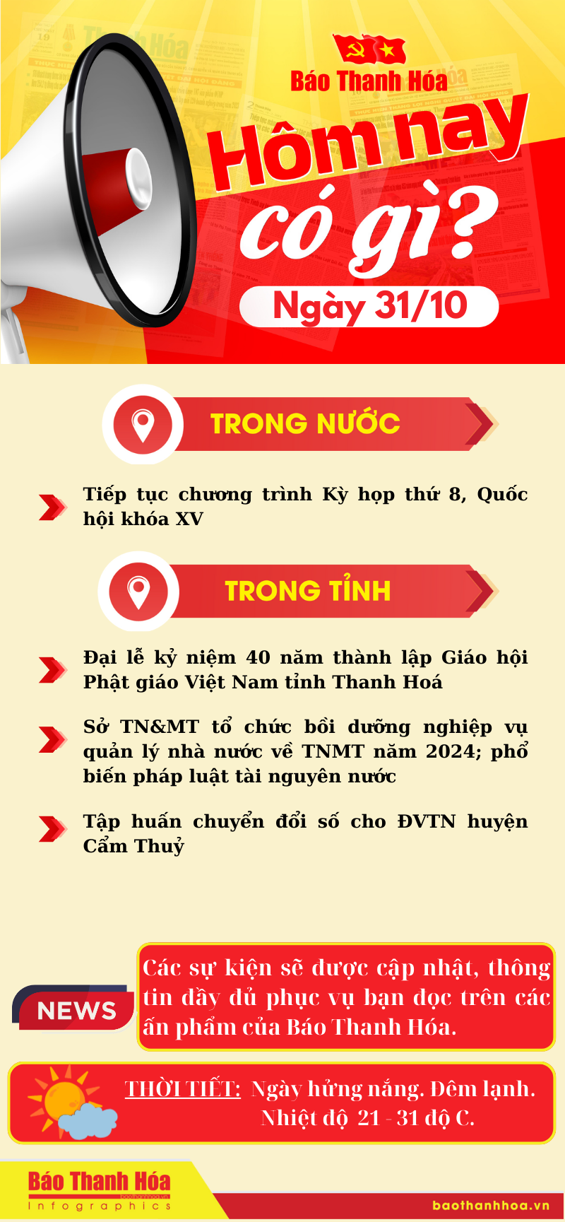 Hôm nay có gì? - Sự kiện nổi bật ngày 31/10/2024