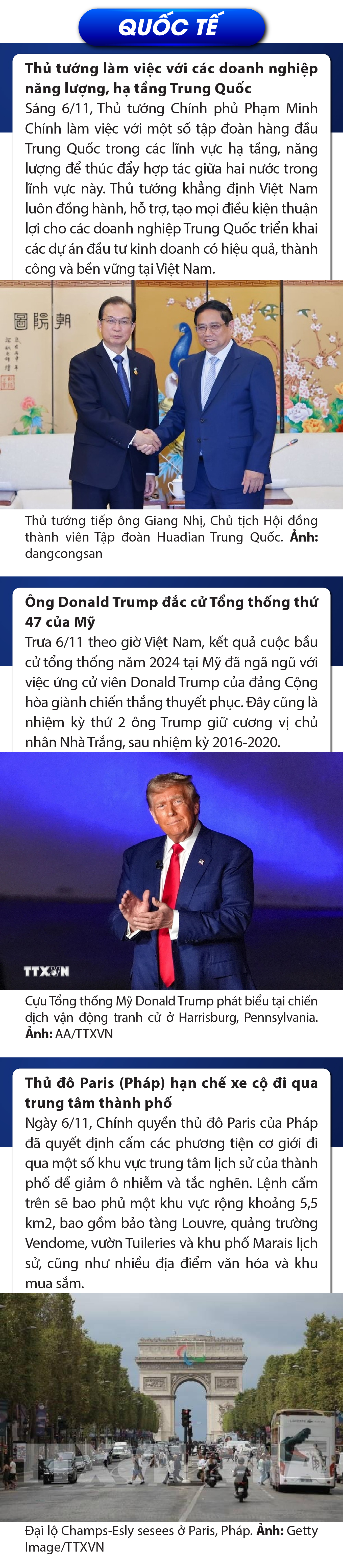 Sự kiện nổi bật trong nước, quốc tế ngày 6/11