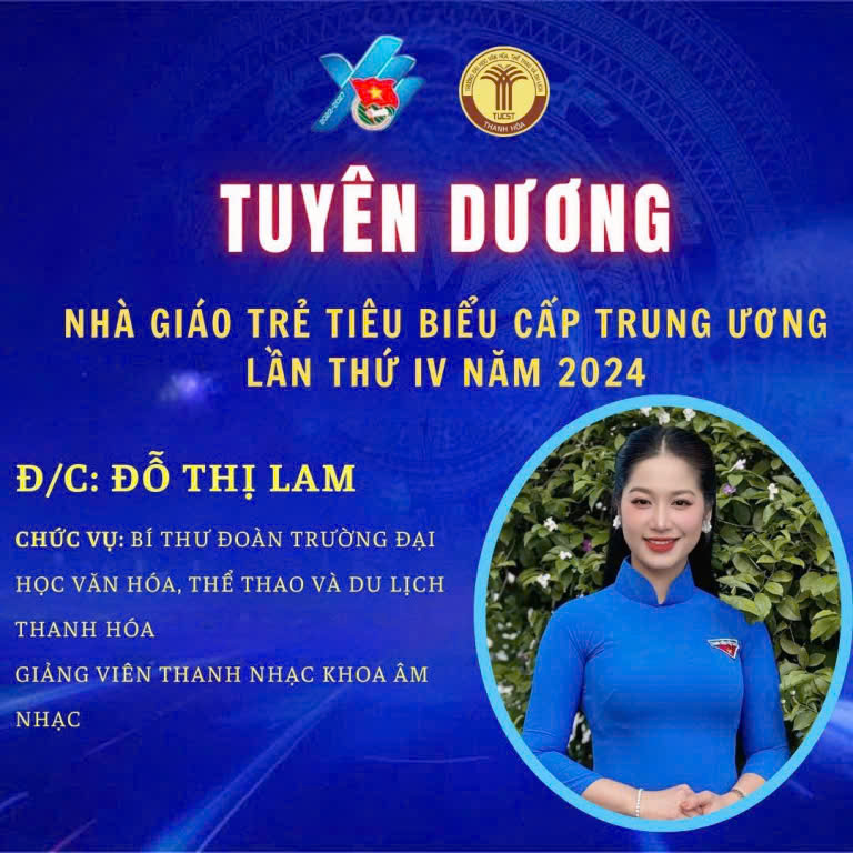 Thanh Hóa có 1 giảng viên được vinh danh “Nhà giáo trẻ tiêu biểu” cấp Trung ương