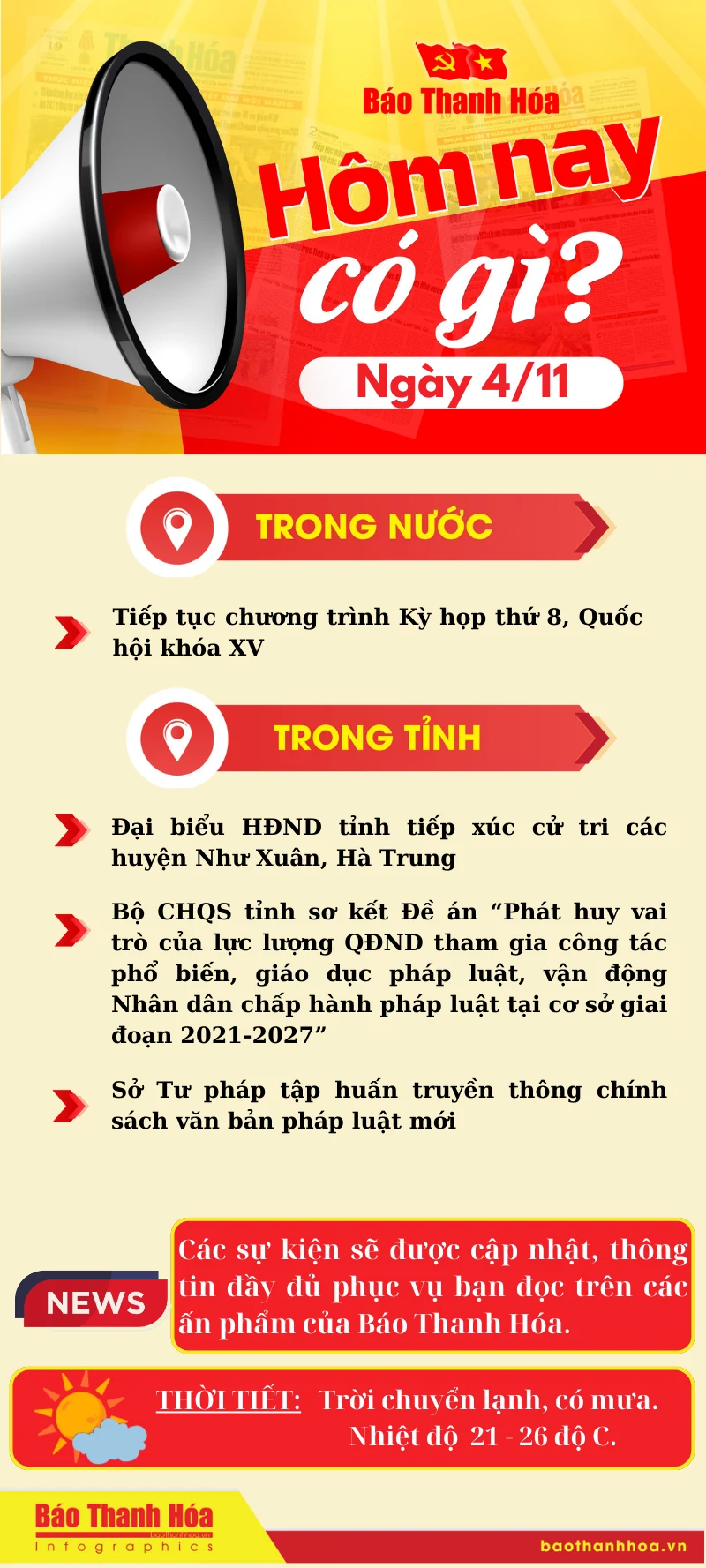 Hôm nay có gì? - Sự kiện nổi bật ngày 4/11/2024