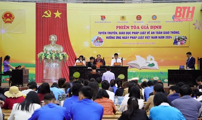 Viện KSND huyện Như Xuân tổ chức phiên toà giả định hưởng ứng Ngày Pháp luật Việt Nam