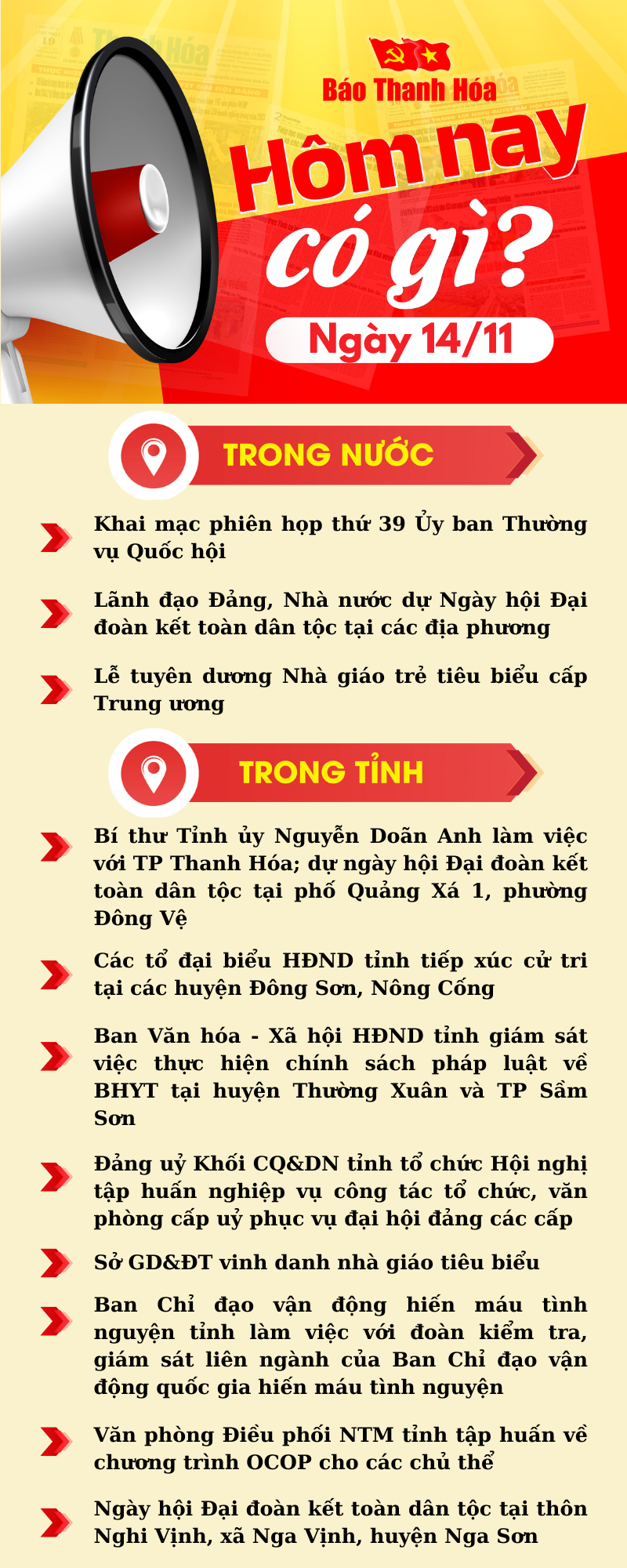 Hôm nay có gì? - Sự kiện nổi bật ngày 14/11/2024