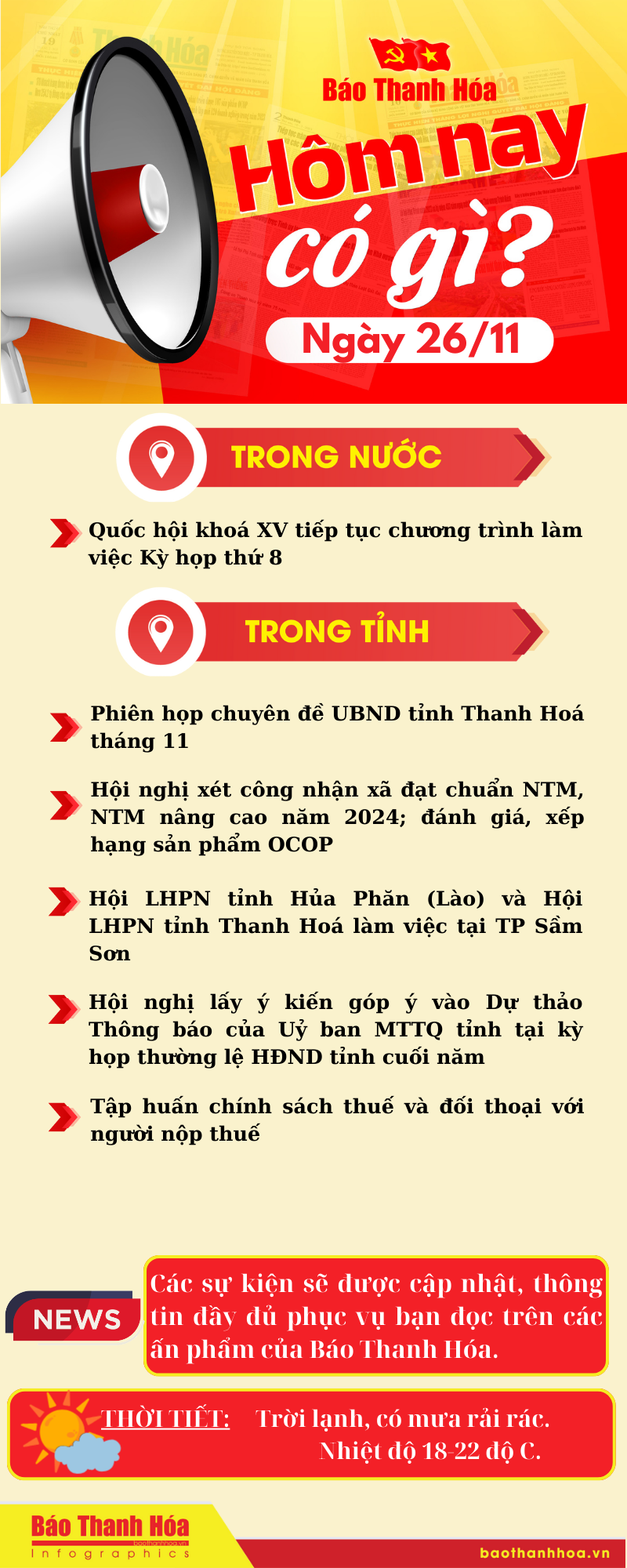 Hôm nay có gì? - Sự kiện nổi bật ngày 26/11/2024