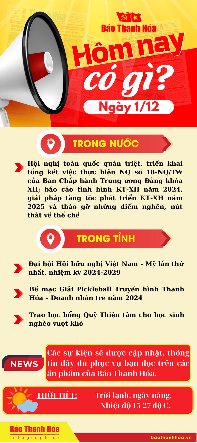 Hôm nay có gì? - Sự kiện nổi bật ngày 1/12/2024