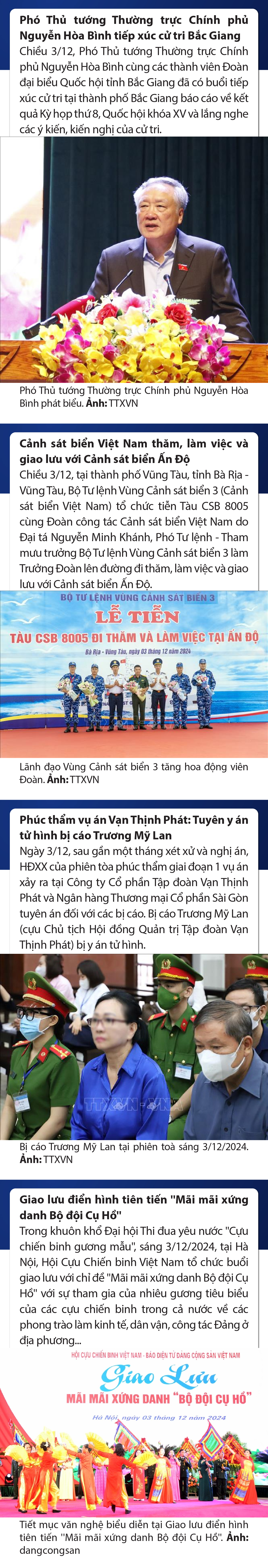 Sự kiện nổi bật trong nước, quốc tế ngày 3/12