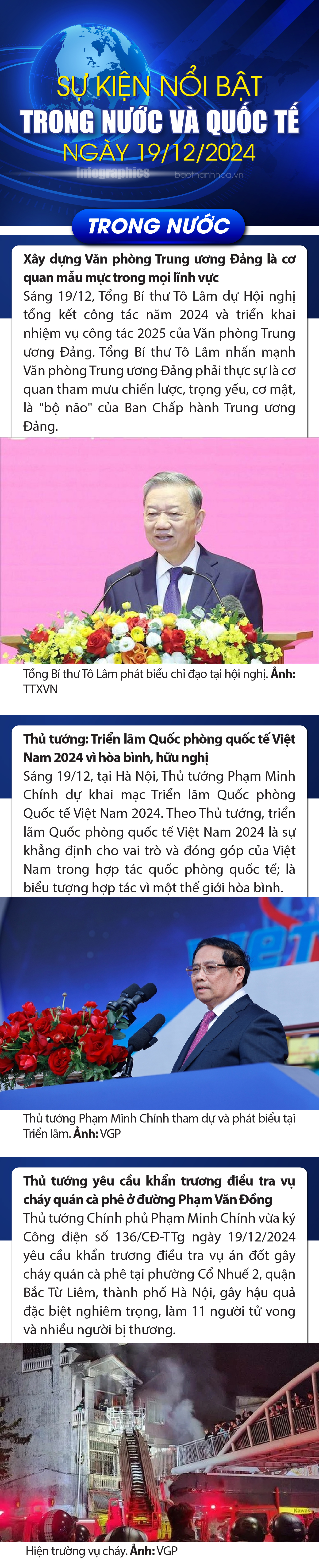 Sự kiện nổi bật trong nước, quốc tế ngày 19/12